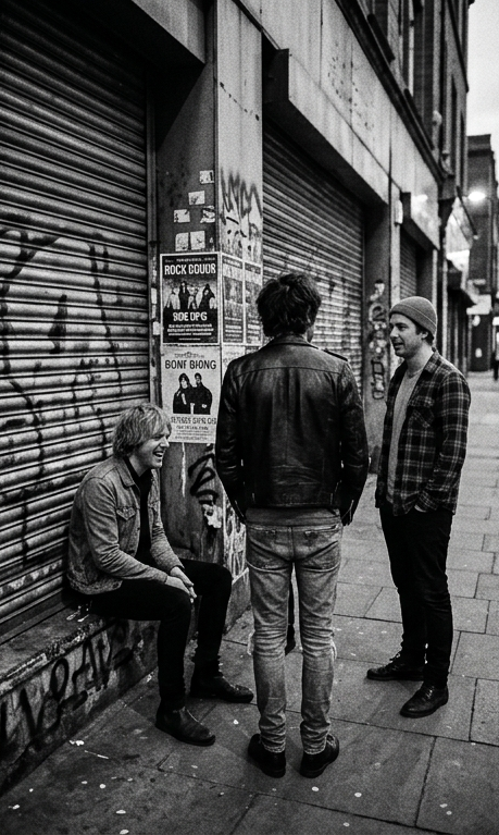 The band hanging out on a NYC street