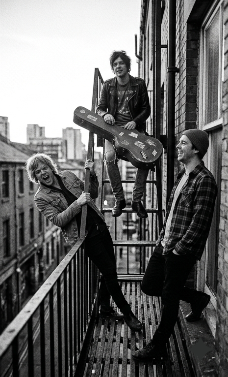 The band on a city fire escape
